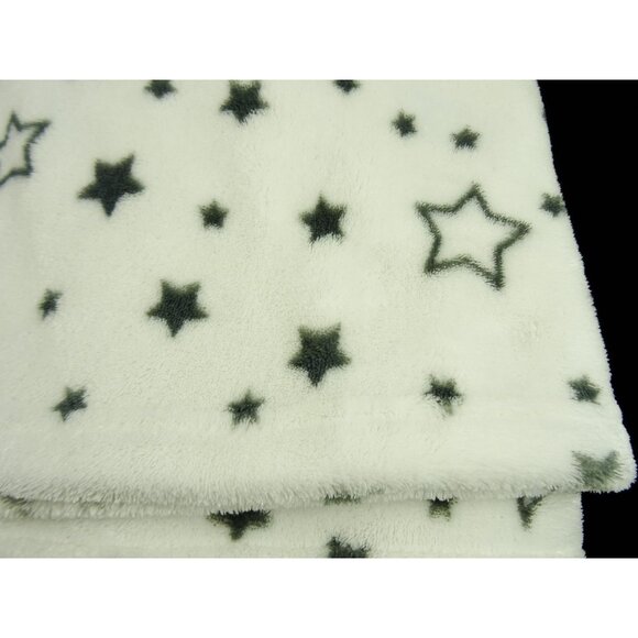 Little Linen Company Australia White Gray Star Fleece Blanket 30x40in - Picture 2 of 5